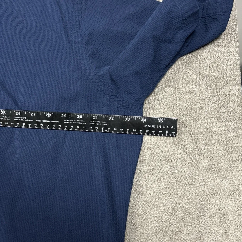 Polo Ralph Lauren Seersucker Shirt Mens 4XLT Untucked Fit Navy Button Up Pony